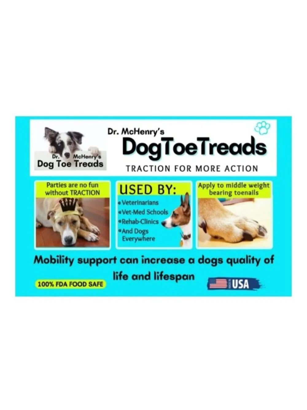 Dr. McHenrys Dog Toe Treads with Adhesive & Brush Senior Dog Traction & Mobility